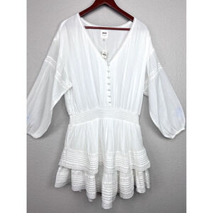NWT Aerie Casual White Dress Size Large Lace Ruffle Skirt Breezy Boho Beach Soft